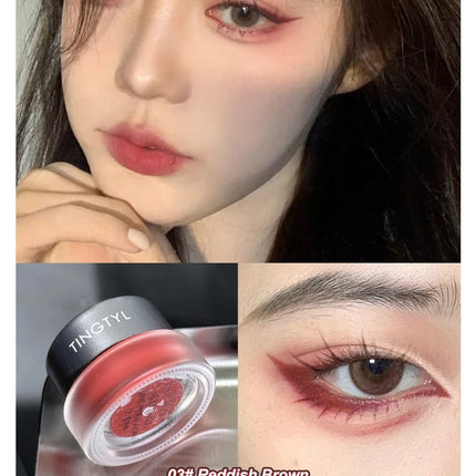 Waterproof Matte Red Eye Liner Paste with Blade Brush Soft Easy Coloring Slim Bold Gel Eyeliner Silkworm Cream Natural Tint