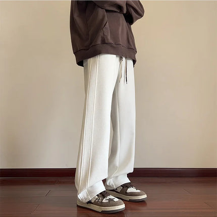 Velvet Trousers Men's Sweatpants Straight-Leg Loose-Fit Wide-Leg Trousers Men's Sports Casual Trousers Soft
