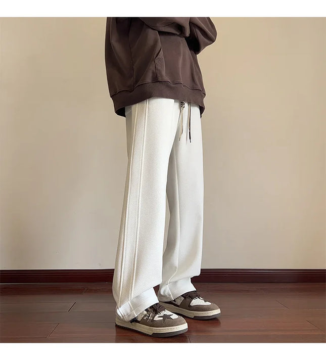 Velvet Trousers Men's Sweatpants Straight-Leg Loose-Fit Wide-Leg Trousers Men's Sports Casual Trousers Soft