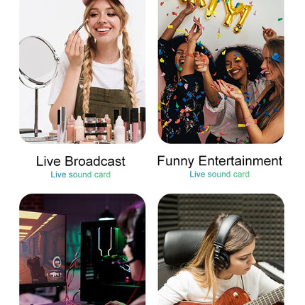 Gaming Audio Mixer,Streaming Mixer with Audio Interface BT Sound Board Voice Changer Sound Card,for PC Phone Live Streaming