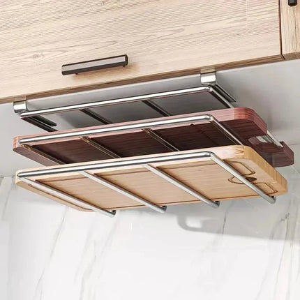 Under Cabinet Stainless Steel Cutting Board Holder - Hanging Organizer Rack for Chopping Boards,Kitchenware Storage