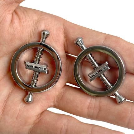 2Pcs Non-Piercings Nipple Shields Rings Circle Clamps Nail Plate Breast Clamps with Internal Spike Sexy Body Breast Jewelry Gift