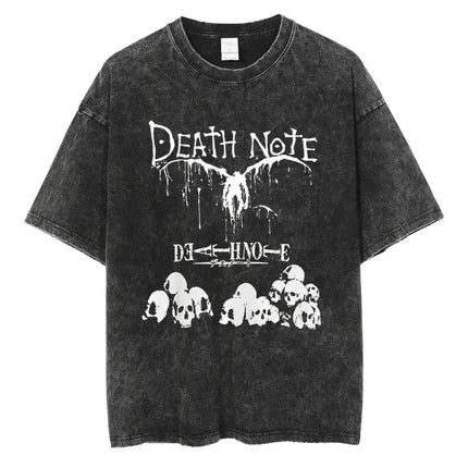 Death Note Misa Theme Double-Sided T-Shirt Dark Religious Style Illustration + "DEATH" Typography + Anime Gothic Subculture
