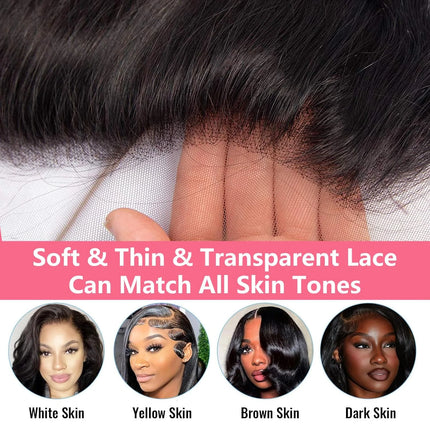 Black Closure13x4 Lace Preplucked Body Wave Closure 100% Human Hair Brazil Hair Nature Black For Woman