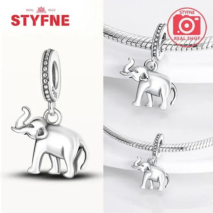 Silver 925 Gold Pyramid Mummy Double Charm Elephant Beads Fit Original Bracelet DIY Fine Jewelry Accessories for Women Gifts