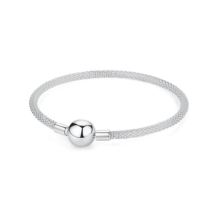 Original 925 Sterling Silver Bracelets Bangles Love Heart Clip Charms Beads Snake Chains For Women Rose Gold DIY Luxury Jewelry