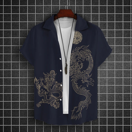 Men's Shirts Short Sleeve Tops Dragon Graphic Clothing 3d Shirts 2024 Casual Fashion Streetwear Summer Apparel For Male Blouse