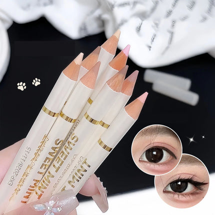 2-in-1 Apricot Pink Matte Under Eye Pencil Aegyo Sal Matte White Highlighter Lying Silkworm Pen Eye Makeup Easy To Use Eyeshadow