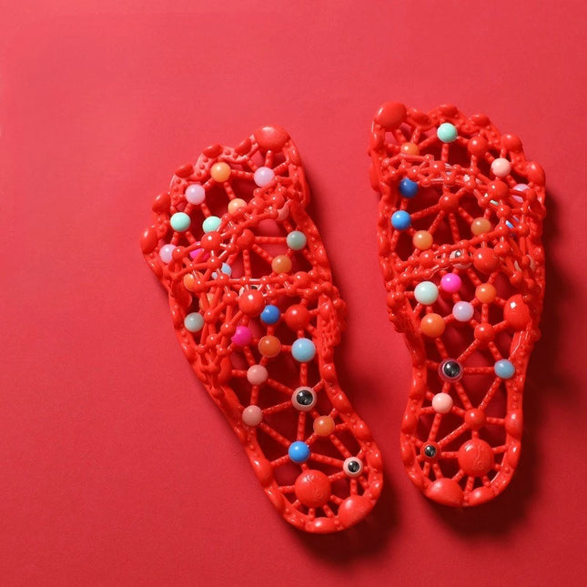 Massage Slippers for Women, Foot Bottom Granules Health Therapy, Anti-Slip Bathing Quick-Drying Indoor Home Bathroom Shoes