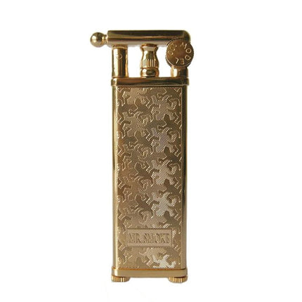 Japan Retro Gold Thin Wheel Kerosenes Lighter Metal Portable ultra-thin Gasolines Flint Wick Lighter for Men's Cigarette Gift