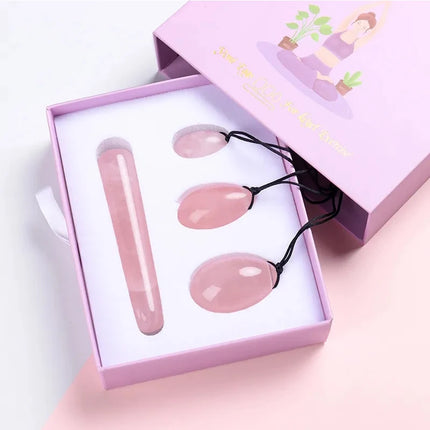 Natural Yoni Egg Set Rose Quartz Jade Eggs Women Kegel Exerciser Feminine Muscles Tightening Hygiene Health Care Massage Stone