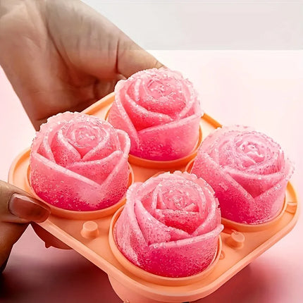 1pc Whiskey Ice Ball Shaped Rose Flower Silicone Ice Tray - Perfect for Home-Made Ice Cubes and Cocktails