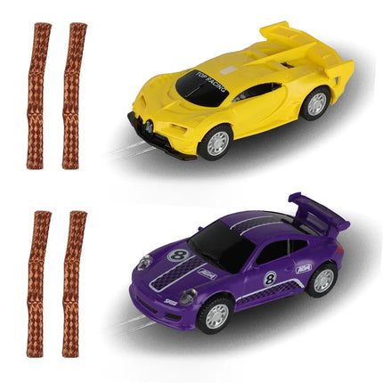2pcs Slot Car 1/64 Scale Electric Racing High Speed Track Cars 1:64 with Lights Compatible Carrera Go Scalextric Toy