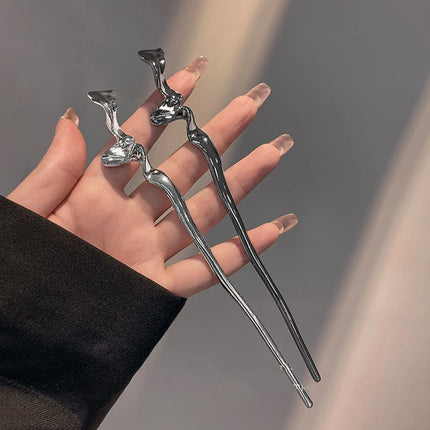New Metal Hairpins Luxury  Women Hair Clip Pins Red Flower Hair Stick Hairstyle Design Tool Hair Accessories Gifts