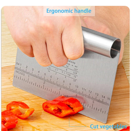 Stainless Steel Dough Pastry Scraper Pizza Cutter Chopper with Measuring Scale Multipurpose Cake Bread Separator Scale Knife