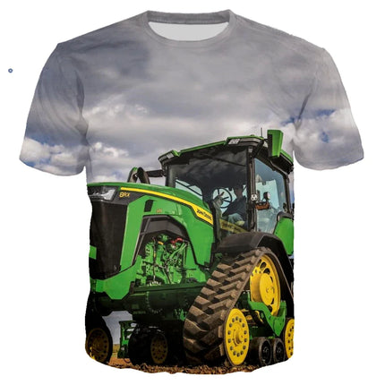 Summer Fashion Trend Sports Boy tractor Graphic Funny T-shirts Casual 3D Print Harajuku Personality Round Neck Short Sleeve Top