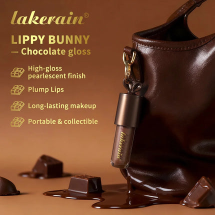 Lakerain Chocolate Rabbit Lip Gloss Mirror Effect Moisturizing Smooth Non-Sticky Long Lasting Hydration Lippy Bunny Lipstick