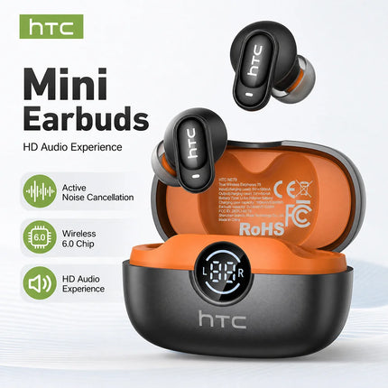HTC NE79 TWS Wireless Bluetooth Earphones: AI Translator Earbuds Noise Cancellation Long Battery Life Premium Audio Headphones