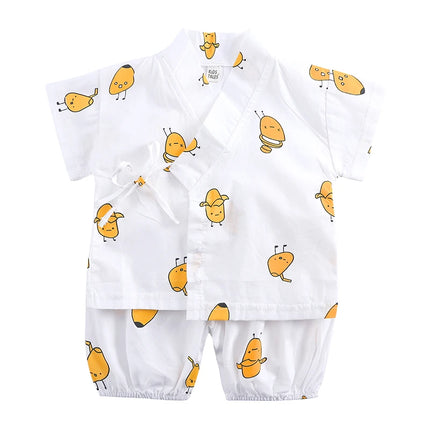 2PCS Summer Infant Baby Boy Girl Pajamas Sets for 6-36M Newborn Cartoon Print Top+Shorts Soft Toddler Home Wear Kimono Pyjamas