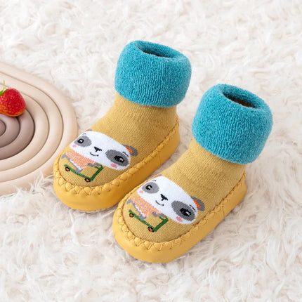 Toddler Indoor Sock Shoes Newborn Prewalker Kids Winter Thick Terry Cotton Baby Girl Sock Rubber Sole Infant Cartoon Funny Sock