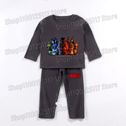 FNAF Pajamas Pants Set Children Thermal Underwear Suit Anime Five Nights at Freddy's Cool Clothing Suits Boys Girls Loungewear Gift
