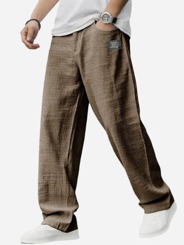 Men's Solid Color Loose Wide Leg Pants Summer Lightweight Casual Straight Trousers Youth Streetwear Fashion Long Pants