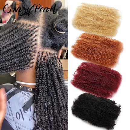 CrazyPearl Afro Kinky Bulk Human Hair for Dreadlocks Extension Repair Locs Twist Braiding Afro Kinky Human Hair for Locs Natural