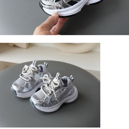 Girls' Sports Shoes 2025 New Style Soft Sole Children's Casual Shoes Fashionable Breathable Stripe Dad Shoes for Kids Boy