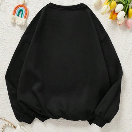 Spring Casual Cute Women Sweatshirts Sweet Day Printed Hoodies Fleece Warm Pullover Street Crewneck Loose Female Tops Clothes