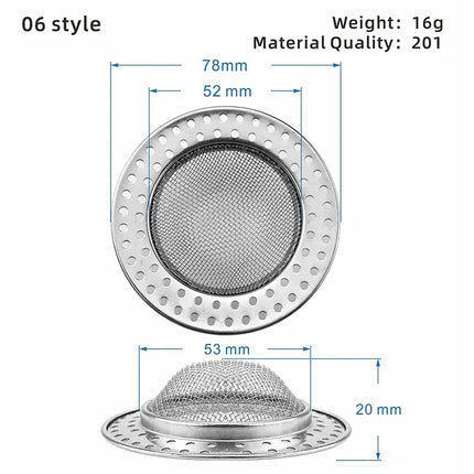 Kitchen Sink Filter Stainless Steel Mesh Sink Strainer Filter Sewer Mesh Strainers Bathroom Sink Strainer Drain Hole Filter Trap