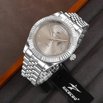 Business Mens Watches Stainless Steel Luxury Quartz Movement Wristwatch Clock Casual Chronograph for Holiday Couple Gift