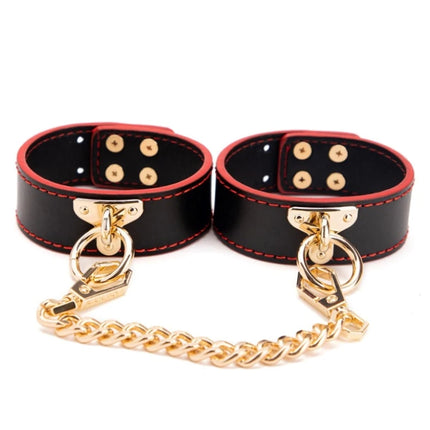  Genuine Leather BDSM Restraint Kit with Adjustable Collar Handcuffs Blindfold Intimate Couple Toys Set 