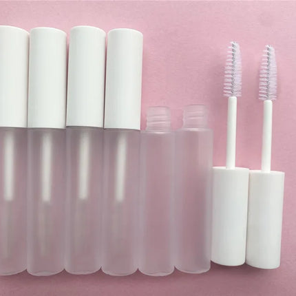 10-100pcs 10ml Frosted Mascara Tube Eyelash Cream Refillable Bottle Cosmetic Packing Containers Makeup with Matte White Cap