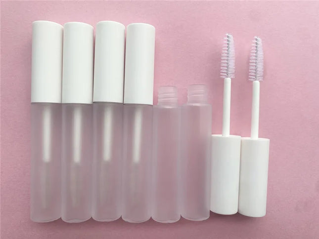 10-100pcs 10ml Frosted Mascara Tube Eyelash Cream Refillable Bottle Cosmetic Packing Containers Makeup with Matte White Cap