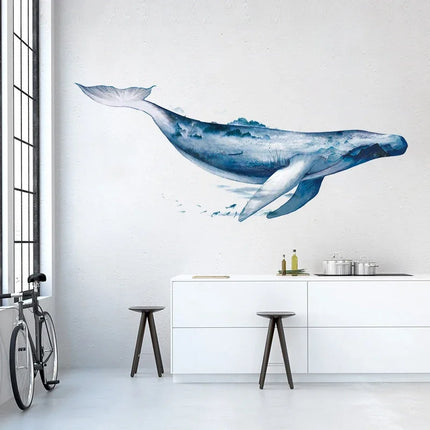 Creative Wall Stickers Ink Wash Whale For Living Rooms Home Bedroom Background Wall Decor Self Adhesive Vinyl Sticker Wallpaper