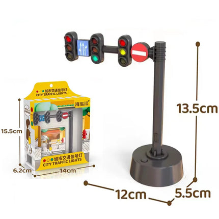 Safety Education Traffic Light Toy Traffic Signs and Crosswalk Light Signal Toys Signpost Barrier Speed Limit Indicator Warning