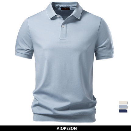 AIOPESON Old Money Polo Shirt Men‘s Solid Color Design Premium Fabric Skin Friendly Cool Breathable Soft Wear