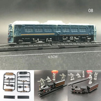 1/200 4D Steam Electric Locomotive Train Model 7cm Mini Plastic Building Kit Sand Table Assembly Toy For Children Gift