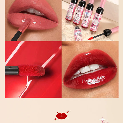 Wine Bottle Shaped Lip Gloss Set Long Lasting Moisturizing Non Transfer Liquid Lipstick With Cute Cartoon Design