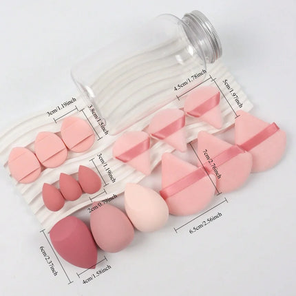 15pcs Makeup Sponge Set With Storage Jar,Powder Puff  Mini Powder Puff Mini Finger Air Cushion Triangle puff