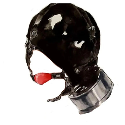 Leather Wetlook BDSM Mask Hood Gimp Open Mouth,Silicone Ball Gag,Bondage Gear Head Harness,Sex Toys For Couples