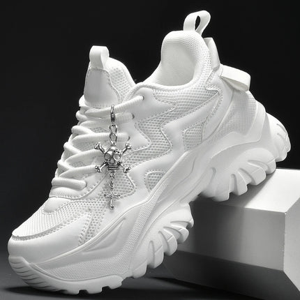 Women's fashion casual vulcanized shoes pure white platform high heels female Halloween punk style light women's sports shoes