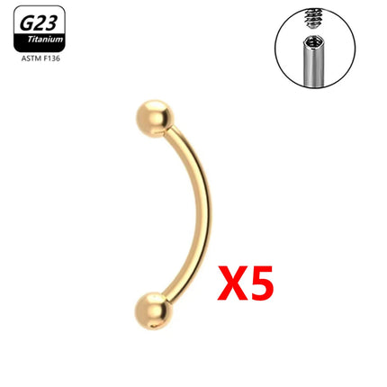 1/5/50pcs G23 Titanium ASTM-F136 Piercings Eyebrow  zircon Earring Internal thread Eyebrow Body Jewelry Wholesale