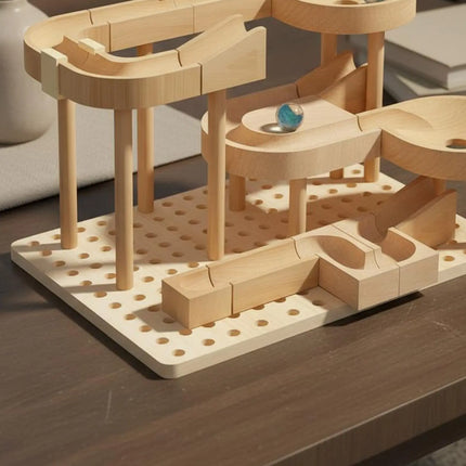 Marble Course Building Set Develops Cognitive Skills Wooden Marble Track Wooden Sphere Course Toy for Children