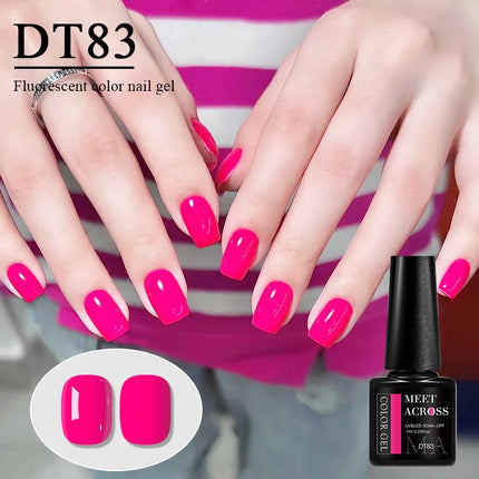 7ml MEET ACROSS Fluorescent Color Nail Gel Polish Are Suitable For Fashionable Nail Art Spring And Summer Gel Valentine'S Day