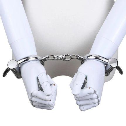 Stainless Steel Horseshoe Shape Wrist Lockable Handcuffs Metal BDSM Restraints Slave Manacle Chain Bondage Sex Toys Women Men