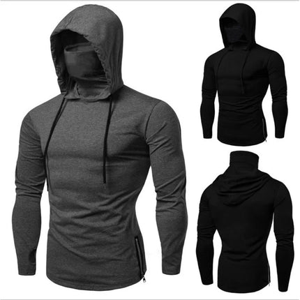 Ninja Mask Long Sleeved Hoodie Men Autumn Streetwear Large Open-forked Hip Hop Mens Sweatshirts Tops Gym Hooded Sudaderas Hombre