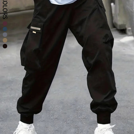 Men's Cargo Pants, Casual, Sporty, Outdoor, Large Pockets, Lightweight, Legging, Cropped Slacks 06B