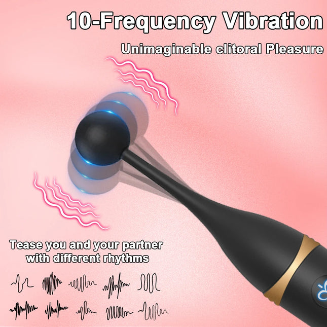 Powerful 10 Frequency Clitoral Stimulation G-Spot Vibrator with 3 Replacement Heads, Masturbation Massager, Female Adult Sex Toys