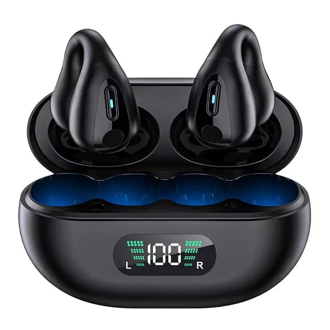 X22 Wireless Bluetooth Earphones Ear-clip LED Power Display Headset Sport Earbuds for Phone HD Sound Game Headphones With Mic